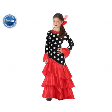 DISFRAZ FLAMENCA SEVILLANA ROJO NEGRO NIÑA INFANTIL