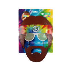 GAFAS HIPPIE AÑOS 60 CON PELO Y BIGOTE INCORPORADO