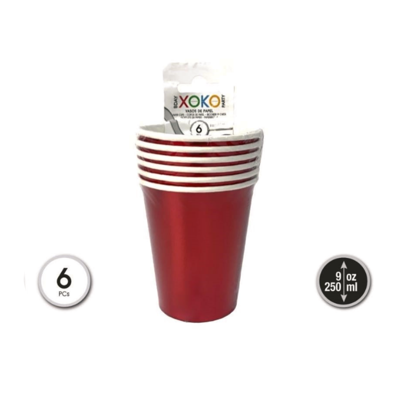 Vaso Rojo 270ml pack 6uds
