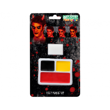 MAQUILLAJE HALLOWEEN DEMONIO TRES COLORES