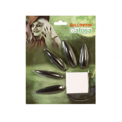 KIT UÑAS NEGRAS DE BRUJA HALLOWEEN