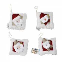 Cojín de Arpillería y Algodón Navidad