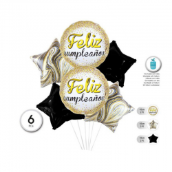 Conjunto de Globos MYLAR Feliz Cumpleaños 6 Piezas