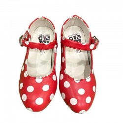Zapatos de Sevillana Rojos Lunares Blancos Infantiles
