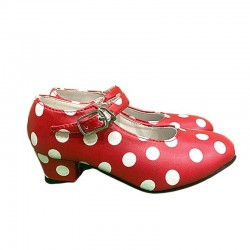 Zapatos de Sevillana Rojos Lunares Blancos Infantiles