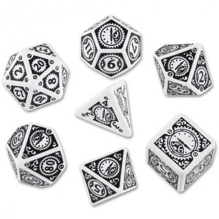 QW SET DE DADOS STEAMPUNK CLOCKWORK BLANCOS (7)