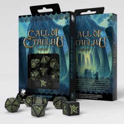QW DADOS CTHULHU SET NEGRO BRILLO EN OSCURIDAD (7)