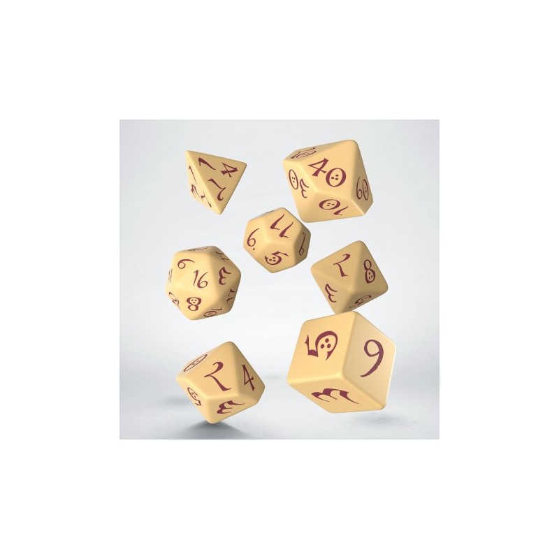 QW DADOS CLASSIC RPG BEIGE & BURGUNGY SET (7)