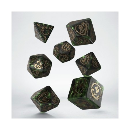 QW DADOS SET DRAGONES VERDE & ORO (7)