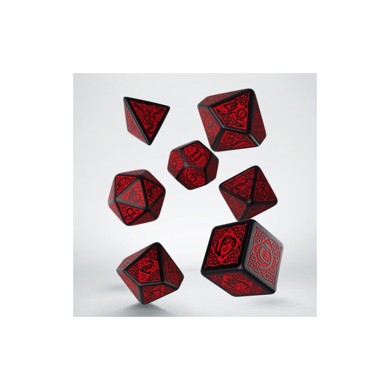 QW DADOS CELTIC REVISED BLACK & RED DICE SET (7)