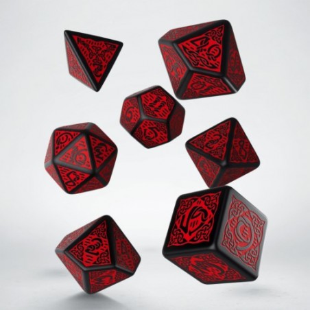 QW DADOS CELTIC REVISED BLACK & RED DICE SET (7)