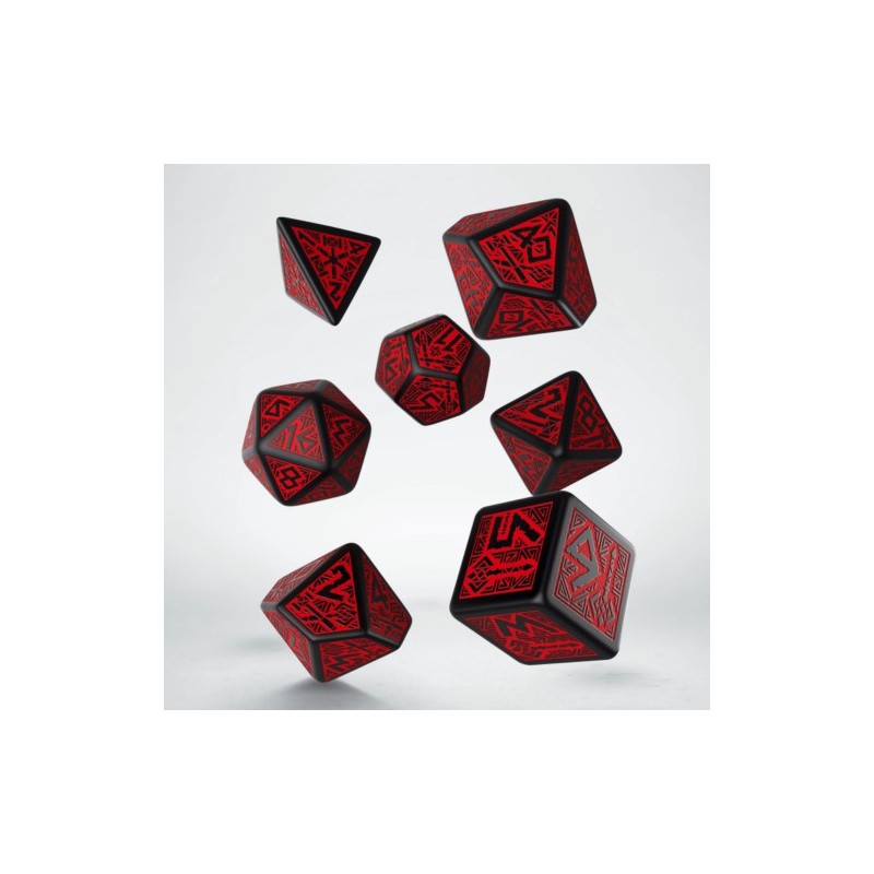 QW DADOS DWARVEN BLACK & RED DICE SET (7)