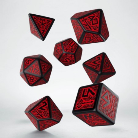 QW DADOS DWARVEN BLACK & RED DICE SET (7)