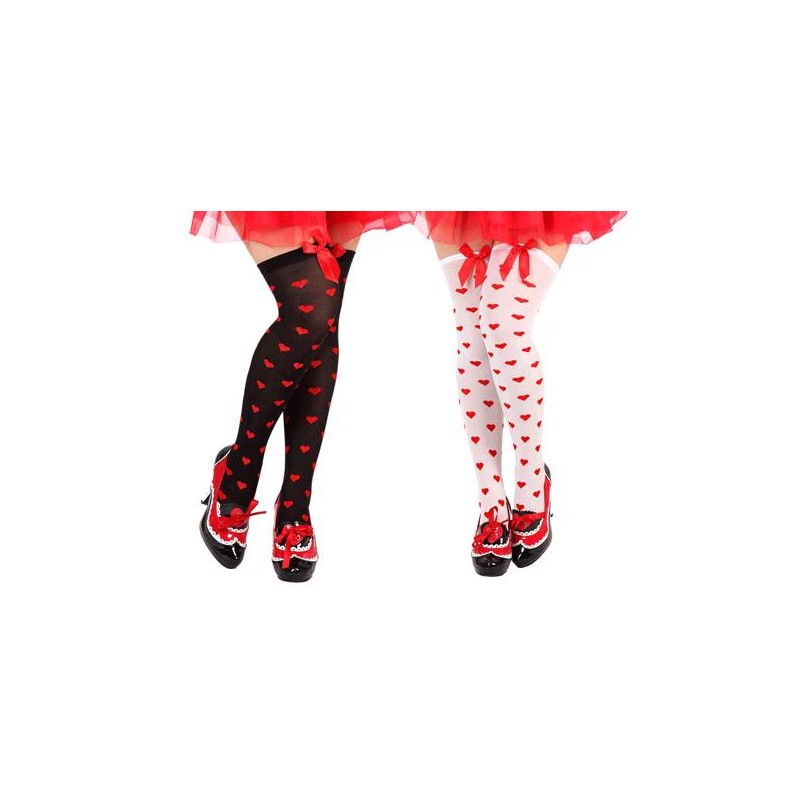 Medias con Corazones con Lazo Rojo