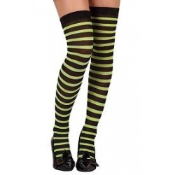 Medias A Rayas Negros y Verdes Claro Adulto