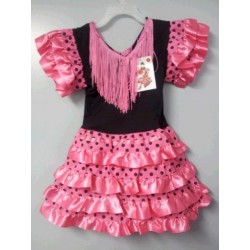 DISFRAZ SEVILLANA ROSA LUNAR NEGROS TALLA 12 AÑOS