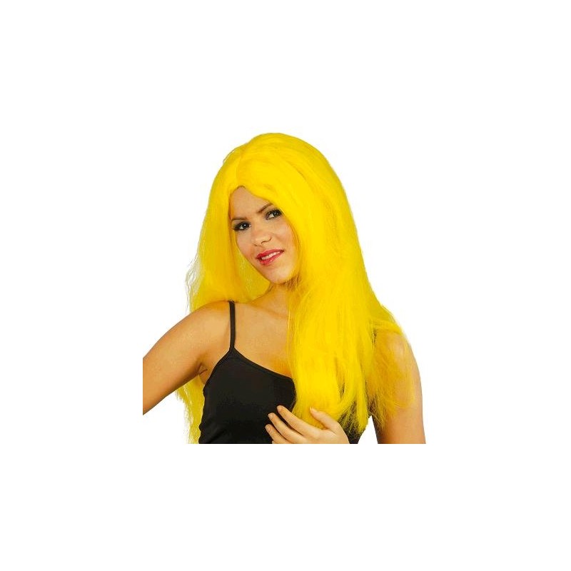 Peluca Melenas Amarilla Lisa 60 cm.