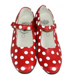 Zapatos de Sevillana Rojos Lunares Blancos Infantiles