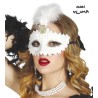 Antifaz Blanco con Pluma