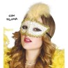Antifaz Oro con Pluma
