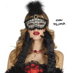 Antifaz Negro con Pluma