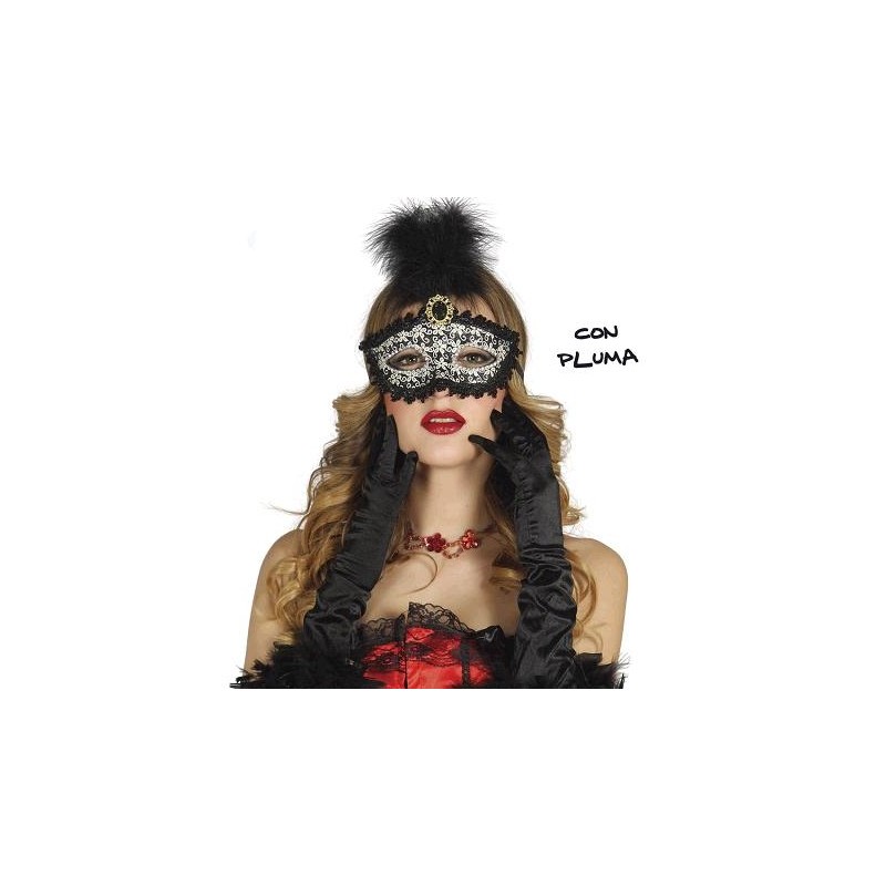 Antifaz Negro con Pluma