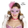 Antifaz Rosa con Pluma