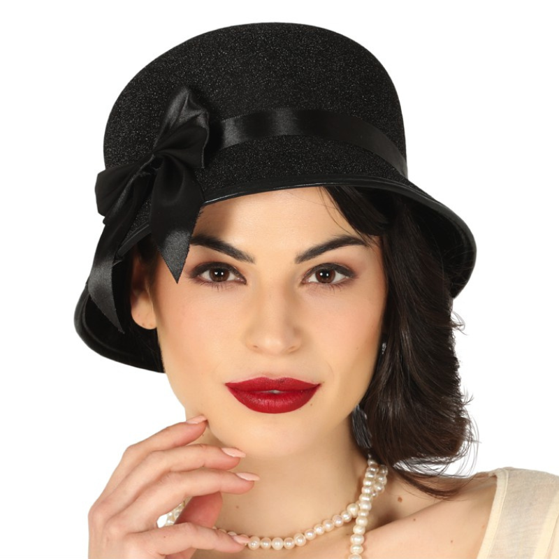 Sombrero Dama Años 20 Negro Adulta