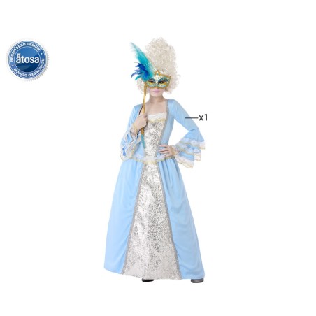 DISFRAZ DE ÉPOCA CORTESANA AZUL NIÑA INFANTIL