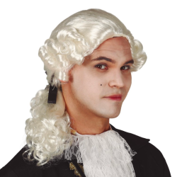Peluca Blanca de Estilo Barroco para Disfraces Históricos de Adulto