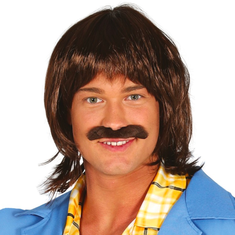 Peluca Castaña con Bigote