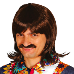 Peluca Castaña con Bigote