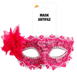 Antifaz Fucsia con Flor