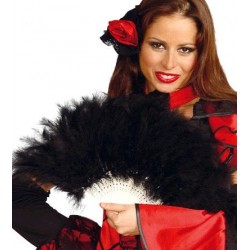 ABANICO PLUMAS NEGRO