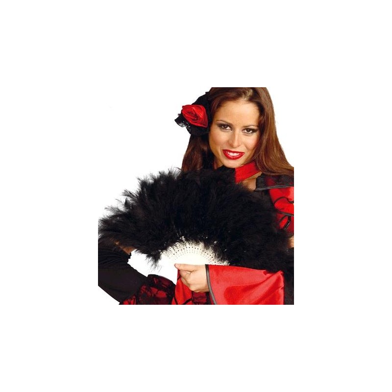 ABANICO PLUMAS NEGRO