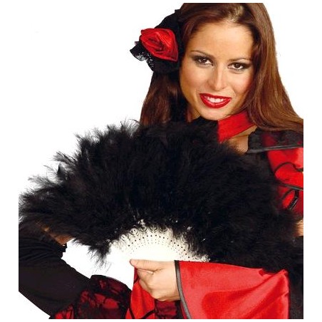ABANICO PLUMAS NEGRO