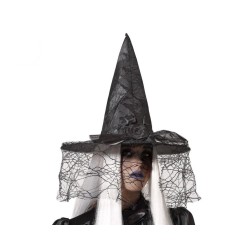 SOMBRERO DE PUNTA NEGRO BRUJA VELO