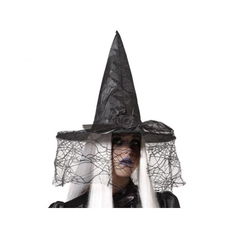 SOMBRERO DE PUNTA NEGRO BRUJA VELO