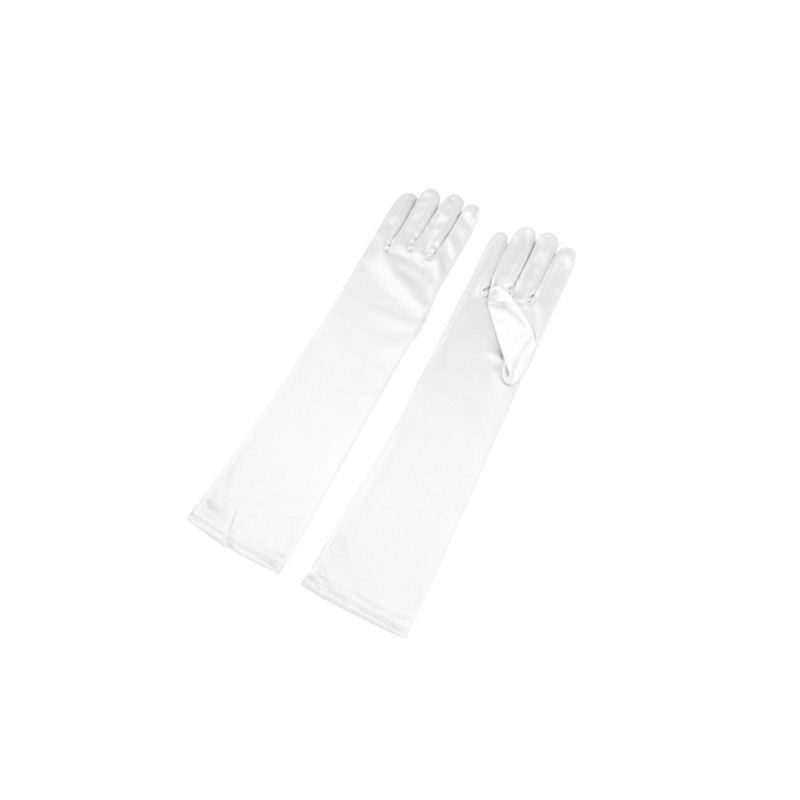 Guantes Satén Blanco Largo Adulto