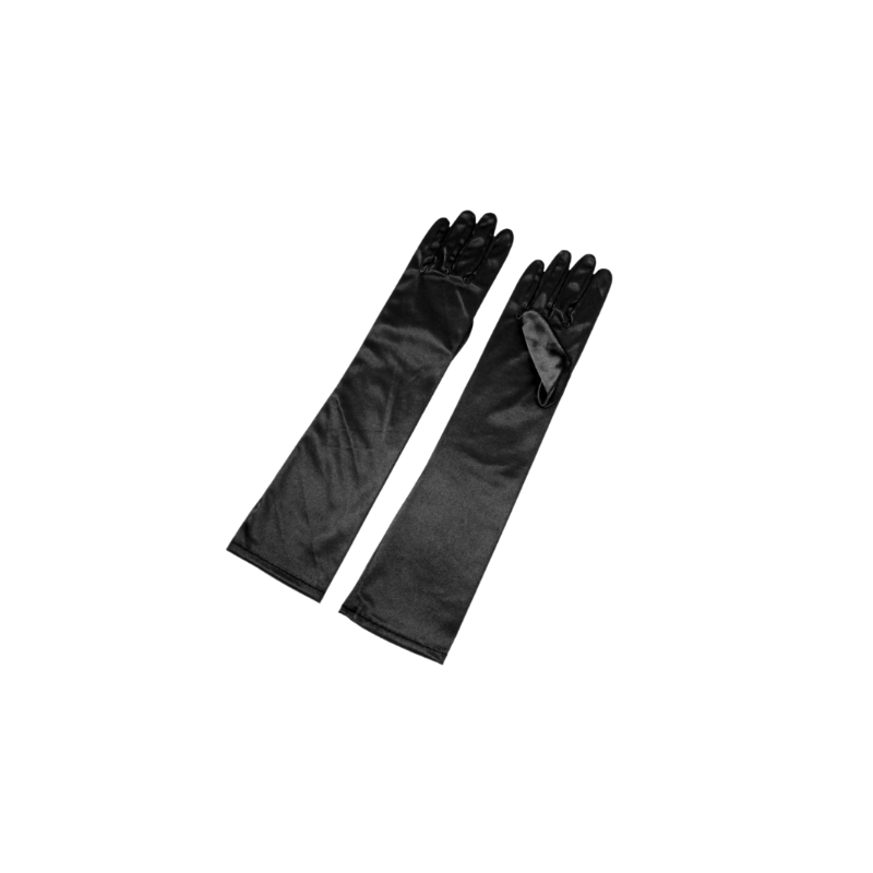 Guantes Satén Negro Largo Adulto