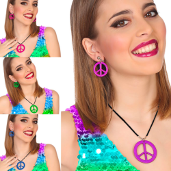Set de Joyería Hippie Símbolo de la Paz - Colores Surtidos Retro
