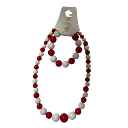 Conjunto Collar y Pulsera Rojo Blanco