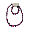 Conjunto Collar y Pulsera Fucsia Negro