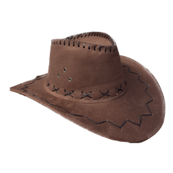 Sombrero cowboy marrón para adulto con detalles de costura y cordel