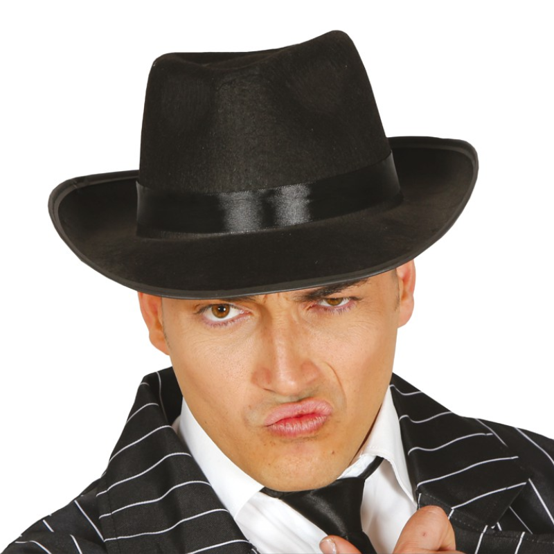 Sombrero de Gánster Negro para Adultos