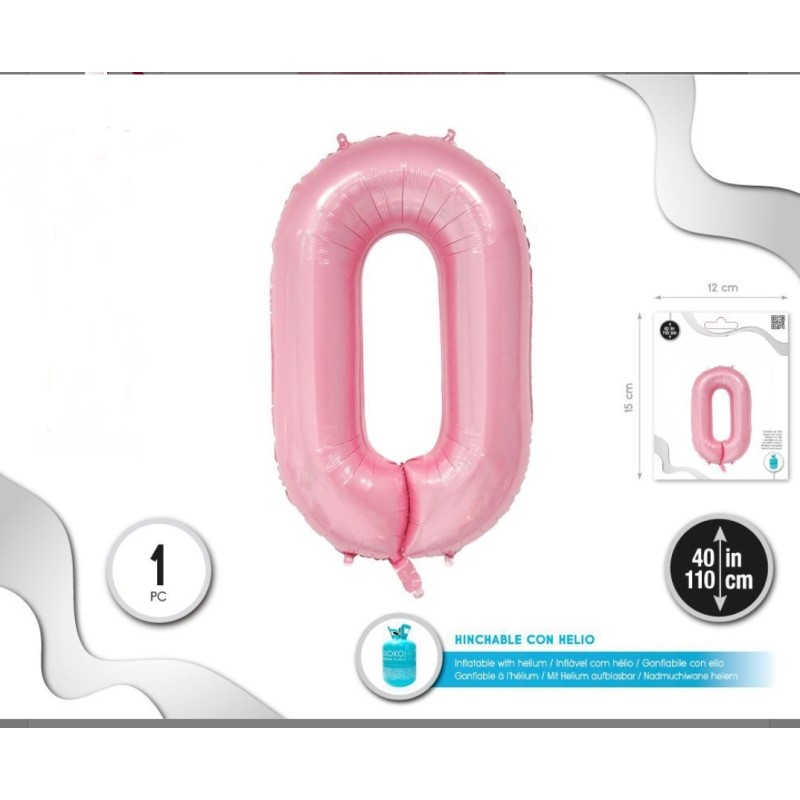 Globo de Números 0-9 Rosa 100 cm.