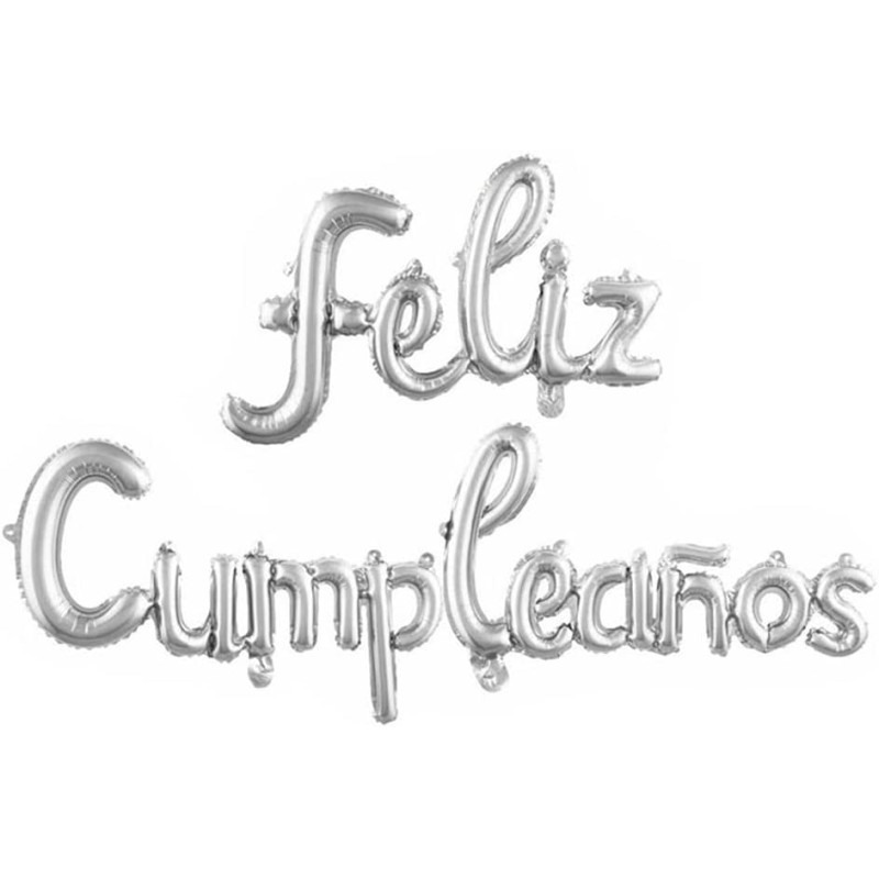 Globo Letras Feliz Cumpleaños Plata para Decoración de Fiestas