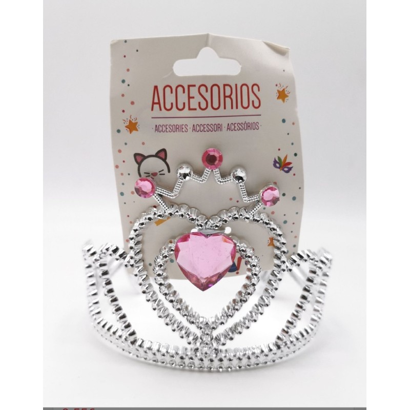 Tiara Princesa Corona Corazón Rosa