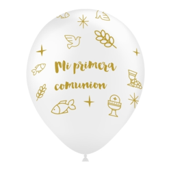 Globo Mi Primera Comunión Blanco Bolsa 8 unidades
