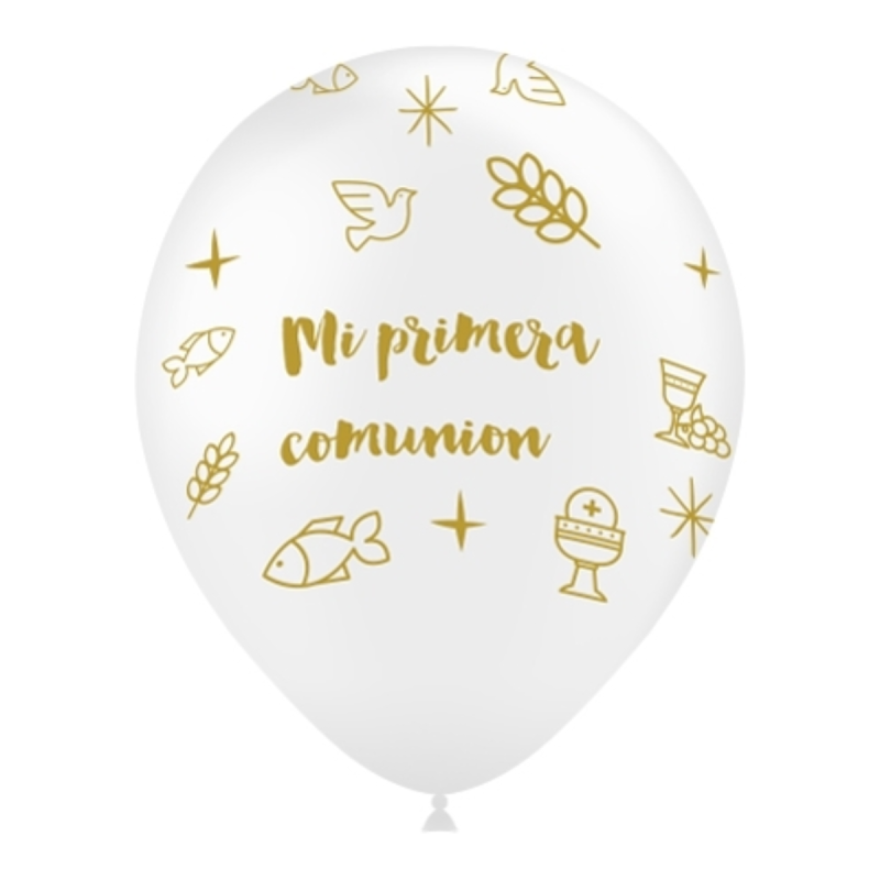 Globo Mi Primera Comunión Blanco Bolsa 8 unidades